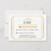 Art Deco RSVP-kaarten van 1920 Gold White-respons RSVP Kaartje (Voorkant)