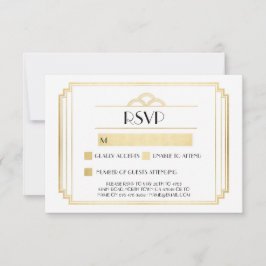 Art Deco RSVP-kaarten van 1920 Gold White-respons RSVP Kaartje