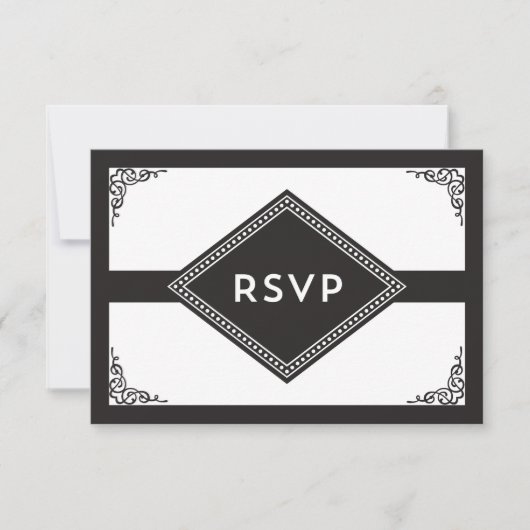 Art Deco RSVP Kaartje (Voorkant)