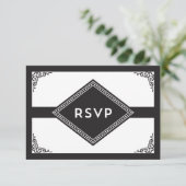 Art Deco RSVP Kaartje (Staand voorkant)