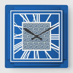 Art Deco, saffierblauw Vierkante Klok