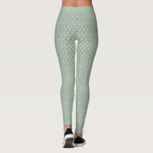 , art deco, sage Green, crème, elegant, chic, mod Leggings
