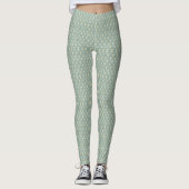 , art deco, sage Green, crème, elegant, chic, mod Leggings (Voorkant)