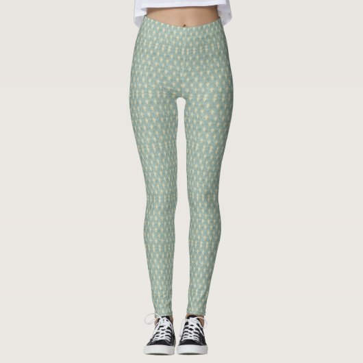 , art deco, sage Green, crème, elegant, chic, mod Leggings (Voorkant)