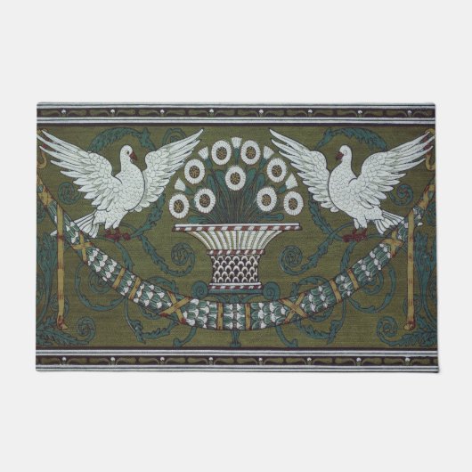 Art Deco Sage Green Doves van Walter Crane Deurmat (Voorkant)