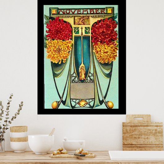 Art Deco Sagitarius Vintage Poster (Keuken)