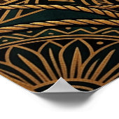 Art Deco Saguaro Cactus Sunburst Desert Gold Teal Poster (Hoek)