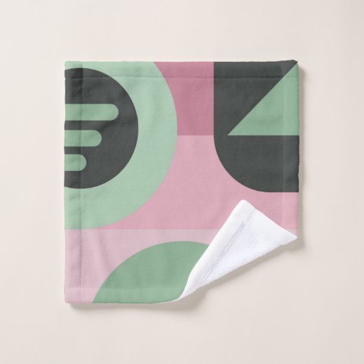 Art Deco Samenstelling Roze en Groen #1 Bad Handdoek (Wasdoekje)