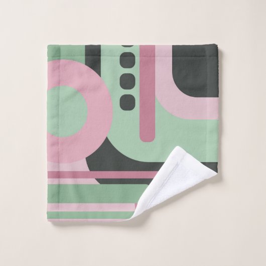 Art Deco Samenstelling Roze en Groen #2 Bad Handdoek (Wasdoekje)