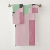 Art Deco Samenstelling Roze en Groen #4 Bad Handdoek (Insitu)