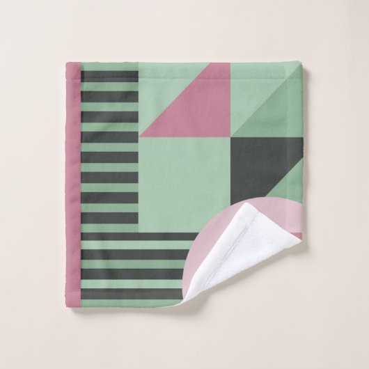 Art Deco Samenstelling Roze en Groen #4 Bad Handdoek (Wasdoekje)
