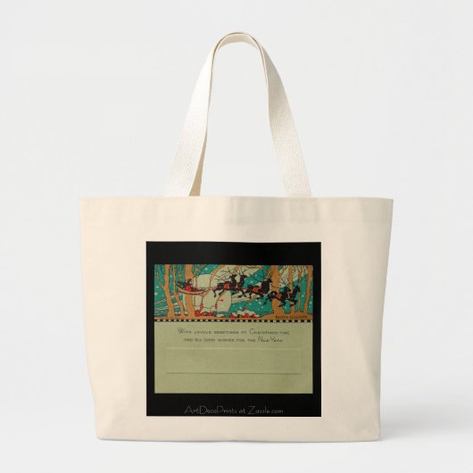 Art Deco Santa in Sky Grote Tote Bag (Voorkant)
