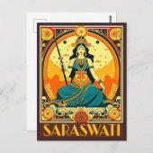 Art Deco Saraswati Briefkaart (Voorkant / Achterkant)