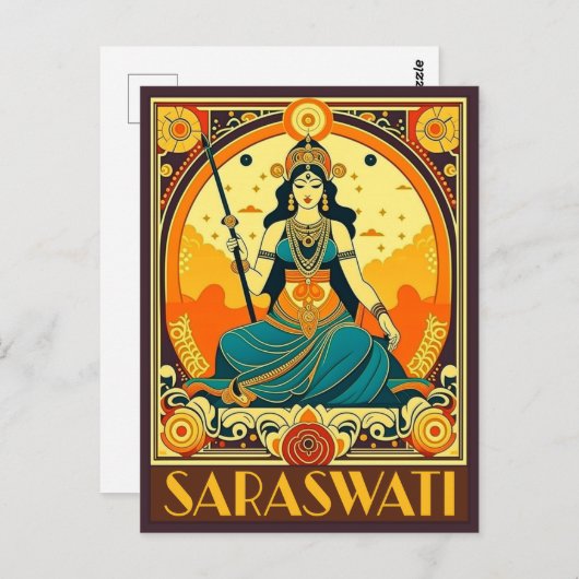 Art Deco Saraswati Briefkaart (Voorkant / Achterkant)