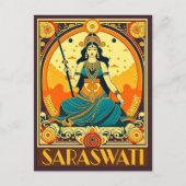Art Deco Saraswati Briefkaart (Voorkant)