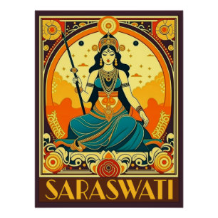 Art Deco Saraswati Perfect Poster