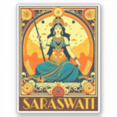 Art Deco Saraswati Sticker (Voorkant)