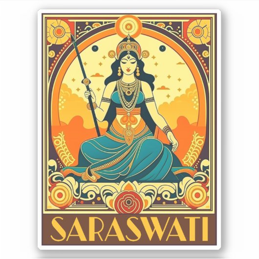 Art Deco Saraswati Sticker (Voorkant)