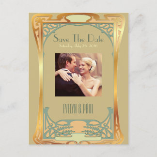 Art Deco Save The Date beroemd gemaakt door Gatsb Aankondigingskaart