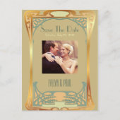Art Deco Save The Date beroemd gemaakt door Gatsb Aankondigingskaart (Voorkant)
