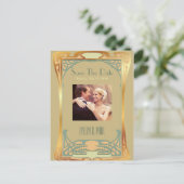  Art Deco Save The Date beroemd gemaakt door Gatsb Aankondigingskaart (Staand voorkant)
