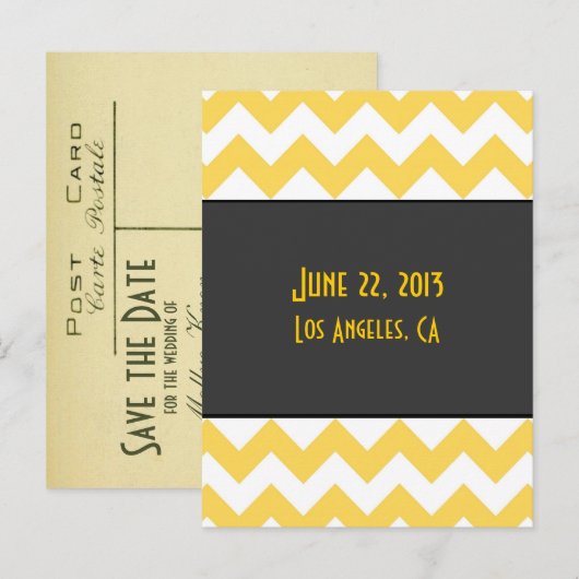 Art Deco Save the Date Briefkaart (Voorkant / Achterkant)