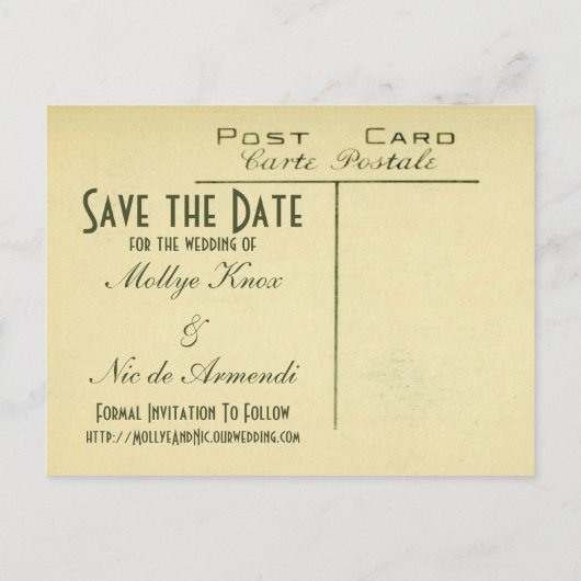 Art Deco Save the Date Briefkaart (Achterkant)