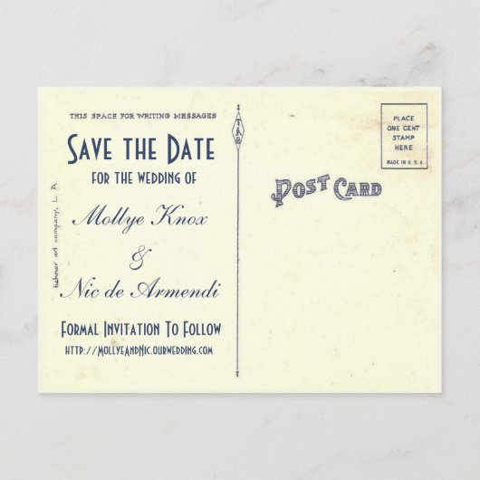 Art Deco Save the Date Briefkaart - alternatieve a (Achterkant)
