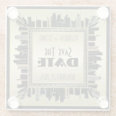 Art Deco Save the Date Champagne Gold Gatsby Glam Glazen Onderzetter (Achterkant)