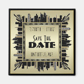 Art Deco Save the Date Champagne Gold Gatsby Glam Magneet (Voorkant)