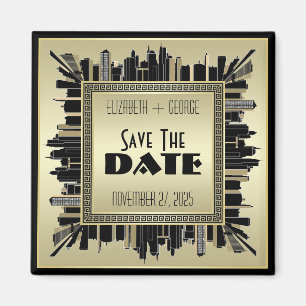 Art Deco Save the Date Champagne Gold Gatsby Glam Magneet