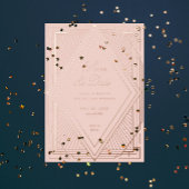 Art Deco Save the Date Diamond Blush Roos Gold Folie Uitnodiging