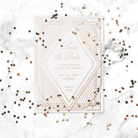 Art Deco Save the Date Diamond White Rose Gold