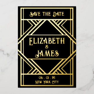 Art Deco Save the Date Folie Uitnodiging