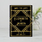 Art Deco Save the Date Folie Uitnodiging (Staand Voorkant)