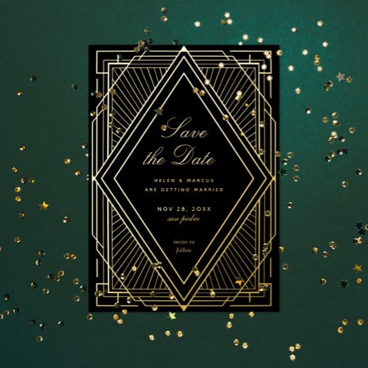 Art Deco Save the Date Folie Uitnodiging