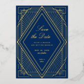 Art Deco Save the Date Gold Folie Uitnodiging (Voorkant)