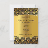 Art Deco Save the Date Golden Squares Vip Kaart (Voorkant)