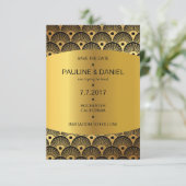 Art Deco Save the Date Golden Squares Vip Kaart (Staand voorkant)