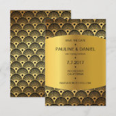 Art Deco Save the Date Golden Squares Vip Kaart (Voorkant / Achterkant)