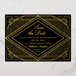 Art Deco Save the Date Landschap Folie Uitnodiging