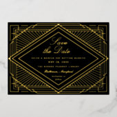 Art Deco Save the Date Landschap Folie Uitnodiging (Voorkant)