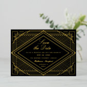 Art Deco Save the Date Landschap Folie Uitnodiging (Staand Voorkant)