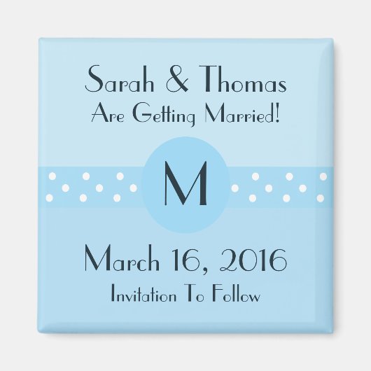 Art Deco Save the Date Magnet - Blue (Voorkant)