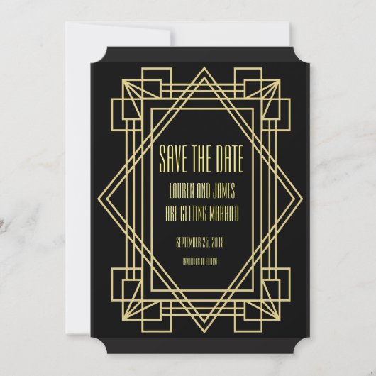 Art Deco Save the date Trouwkaart Kaart (Voorkant)