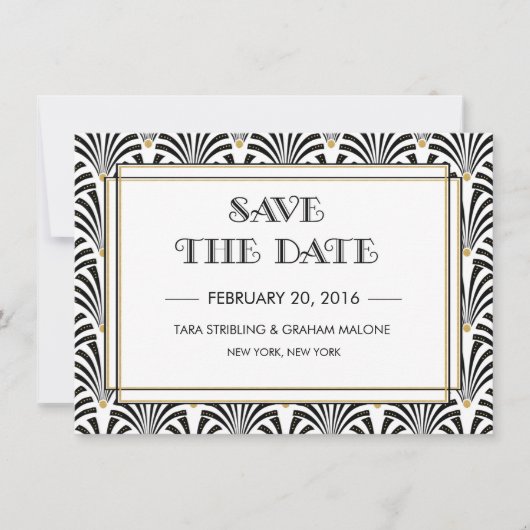 Art Deco Save The Date uitnodiging (Voorkant)