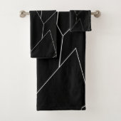 Art Deco Scales Design Black Bath Towel Set Bad Handdoek (Insitu)