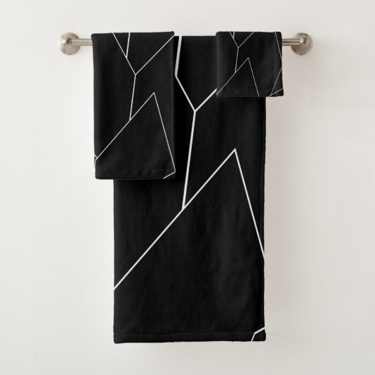 Art Deco Scales Design Black Bath Towel Set Bad Handdoek (Insitu)