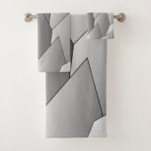 Art Deco Scales Design Grey Bath Towel Set Bad Handdoek (Insitu)
