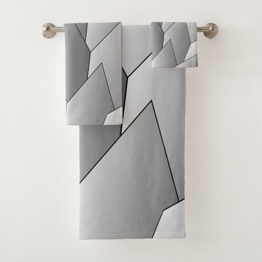 Art Deco Scales Design Grey Bath Towel Set Bad Handdoek (Insitu)